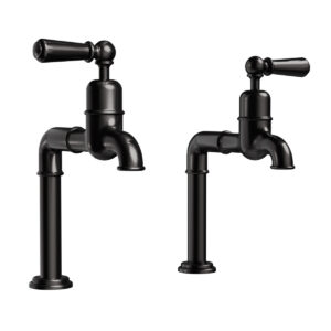 Hanford Blackened Brass Bibcock Taps with Matching Metal Handles