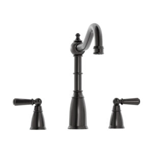 Sherston Blackened Brass 3 Hole Mixer Tap with Metal Lever Handles