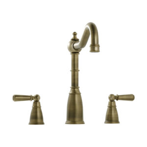 Sherston Patinated Brass 3 Hole Mixer Tap with Metal Lever Handles
