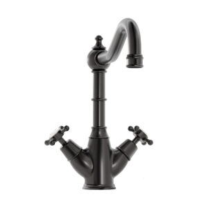 Warwick Blackened Brass Twin Lever Monobloc Tap with Crosshead Handles