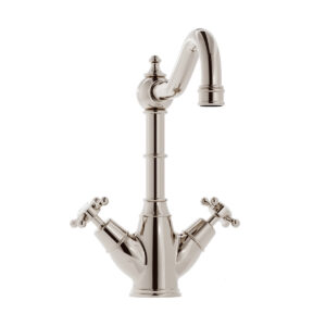 Warwick Polished Nickel Twin Lever Monobloc Tap with Crosshead Handles