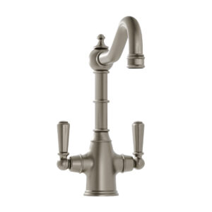 Bickton Twin Lever Pewter Monobloc Tap with Metal Handles